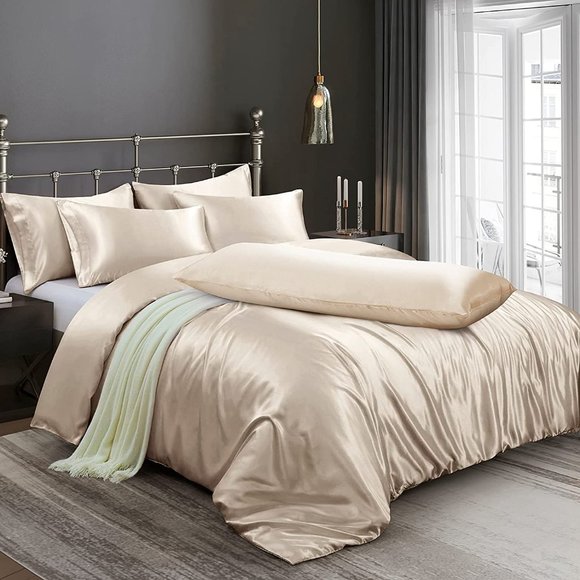 New  6 Pieces Satin Duvet Cover King Size Luxury Silky Bedding Duvet C… - Picture 14 of 15